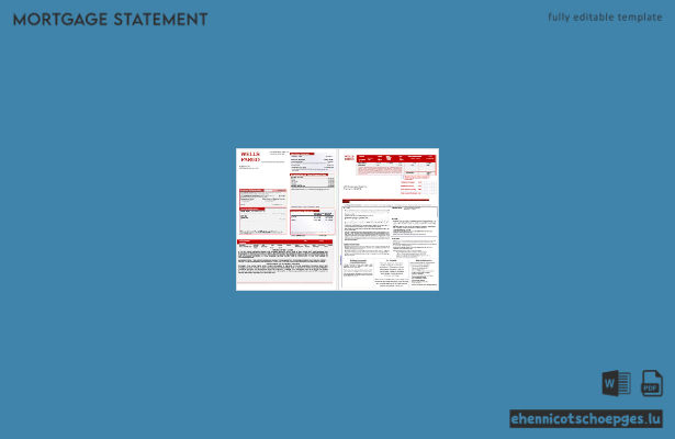 US-amerikanischer Wells Fargo Bank-Hypothekenauszug im Word- und PDF-Format, 3 Seiten 1,-2 Beispielvorschau